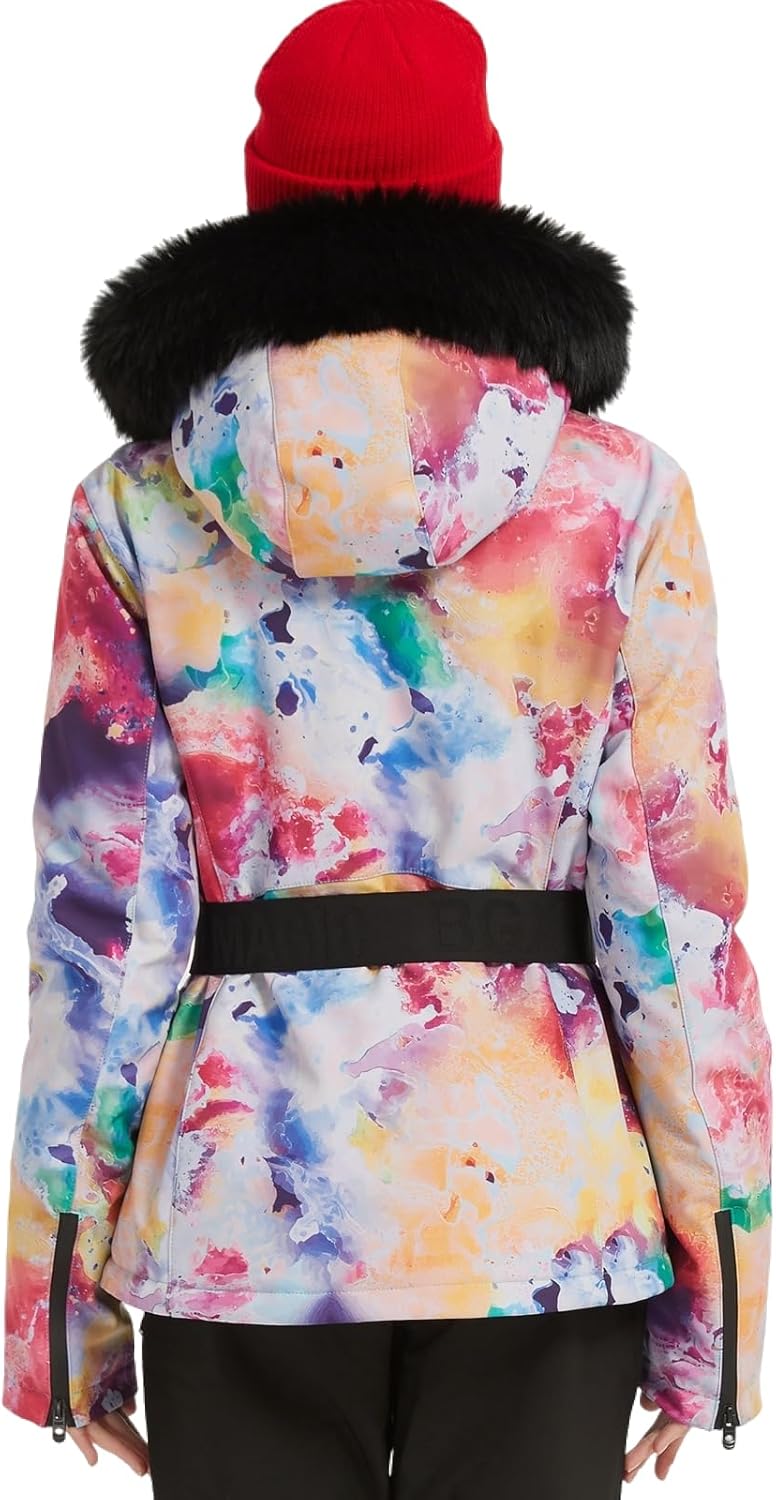 BGX Women's Ski Jacket Snowboard Warm Winter Short Slim Fit Snow Coat Mountain Windproof Waterproof with Hooded - Image 3