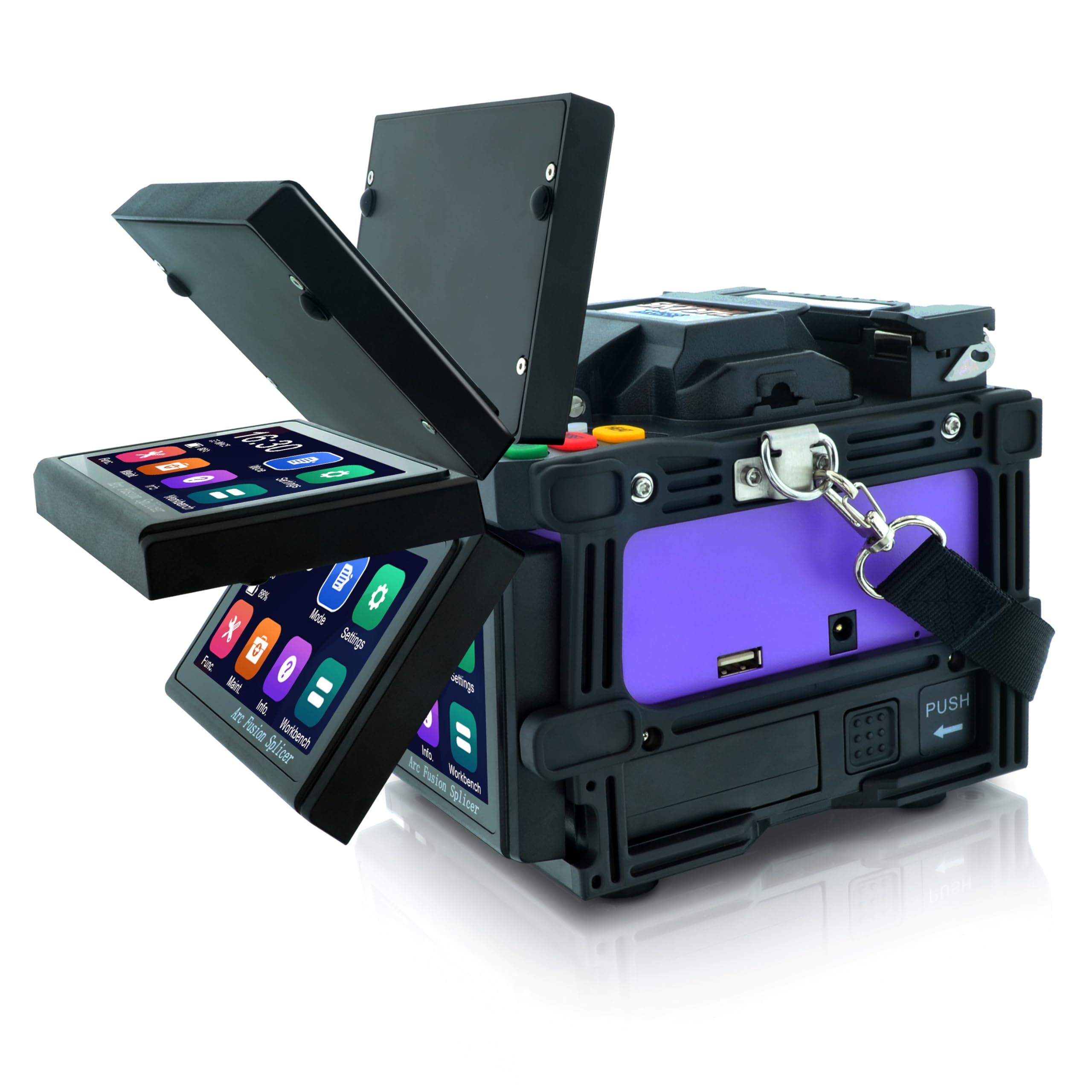 Soudeuse Fibre Optique de Soudage （Avec 10*Électrode,2*Batterie au Lithium et Chargeur de Voiture) Faible Perte d'épissure Cœur-à-Cœur Alignement Épisseuse par Fusion Splicer(SS428F-522)