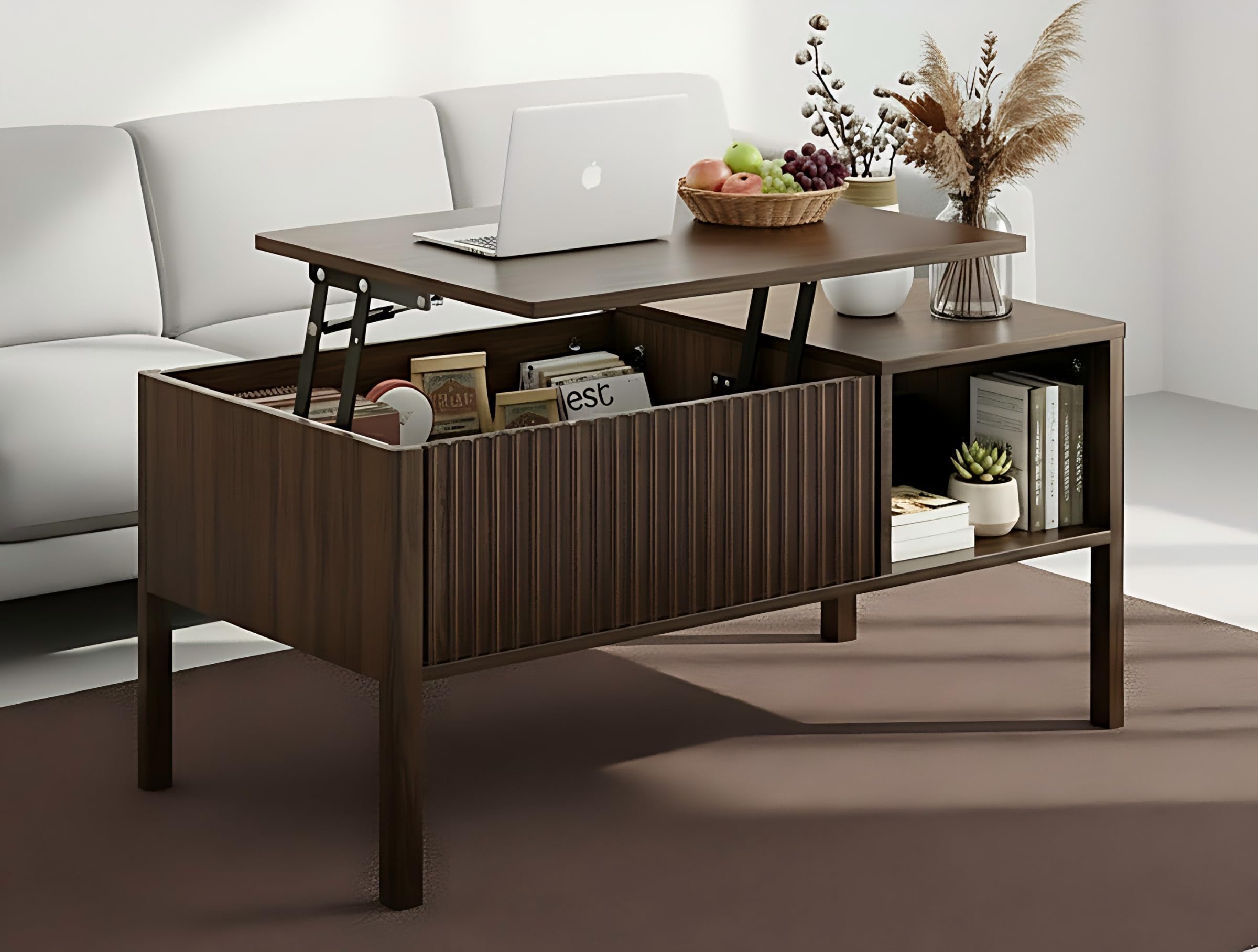 Photo 1 of Fluted Lift Top Coffee Table with Storage, Small Living Room Coffee Table1091491507