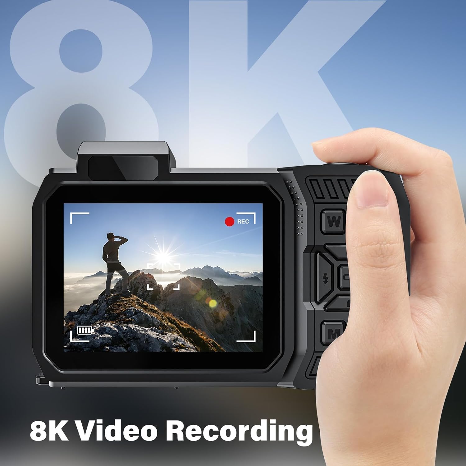 Digitalkamera, YISENCE 8K UHD Robust Wasserdicht Staubdicht Stoßfest Digitalkamera mit 64GB Karte 70MP Autofocus Selfie mit Zwei Bildschirmen 33FT WiFi Unterwasserkamera für Schnorcheln
