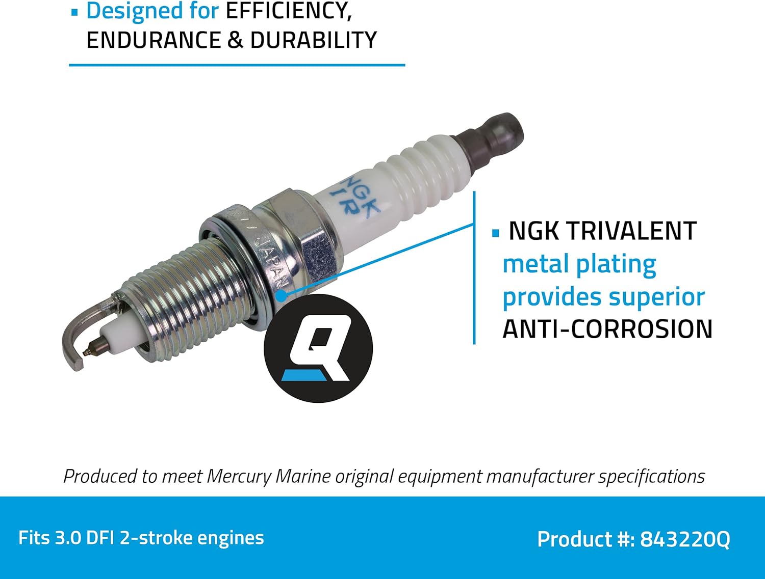 Quicksilver 843220Q NGK IZFR6J Laser Iridium Spark Plug, 1-Pack