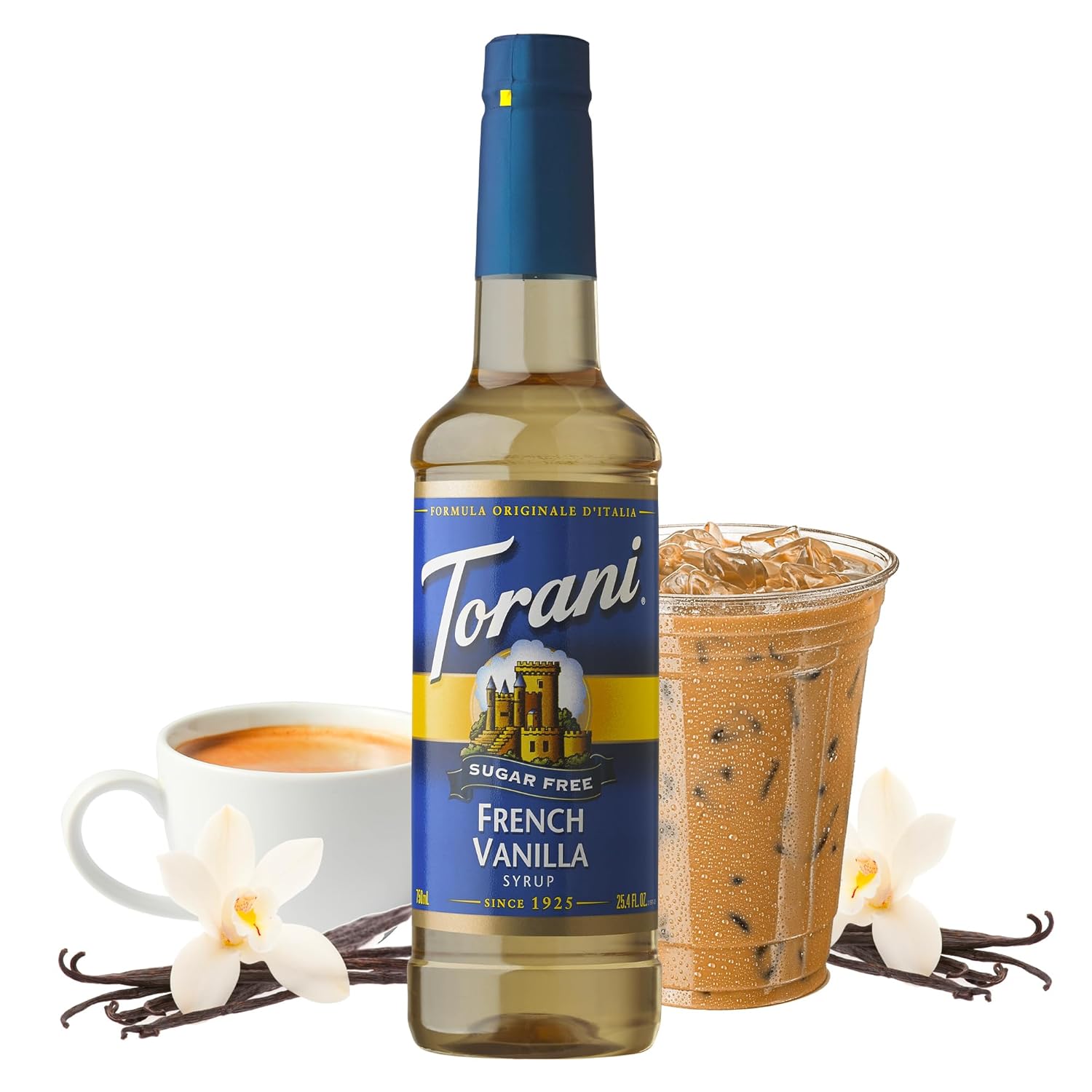 Torani Sugar-Free Syrup, French Vanilla, 25.4 Fl Oz Bottle (Pack of 4)