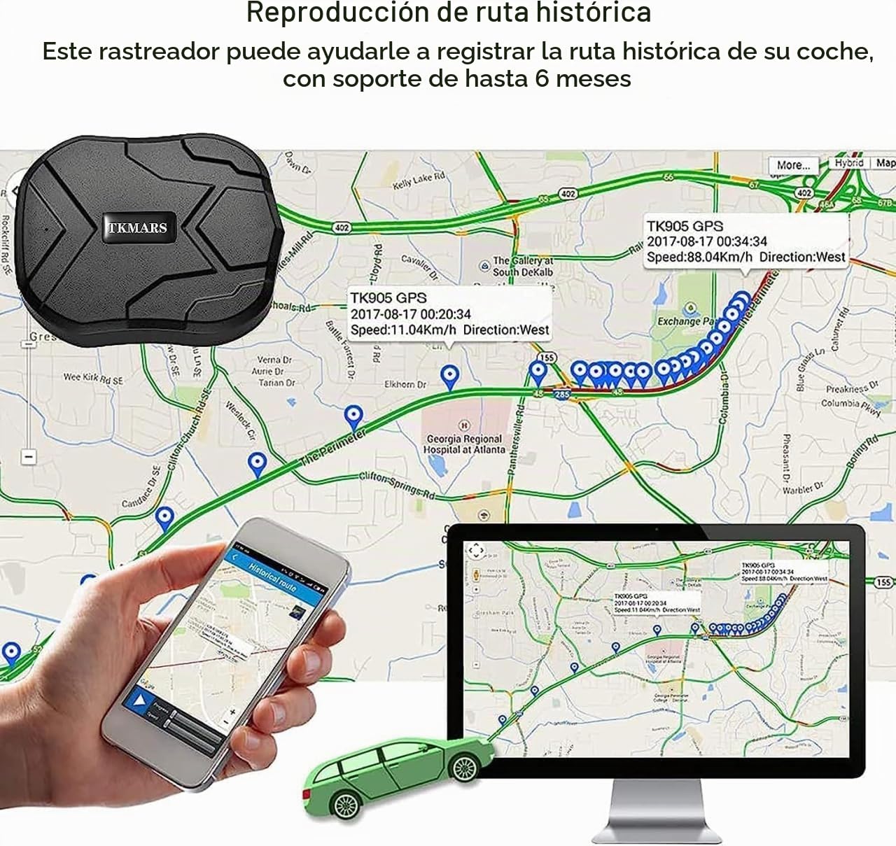 TK905 Localizador GPS Magnético 2G Oculto, Rastreador Antirrobo para Coche, Moto y Objetos, Seguimiento en Tiempo Real, Geocerca, Impermeable IP65, hasta 60 Días, Sin Suscripción