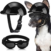 Vista 17 de Frienda Casco y Gafas para Perros, Gafas de Protección UV para Perros y Casco de Motocicleta para Cachorros de 4 Pulgadas con Almohadillado Adorable