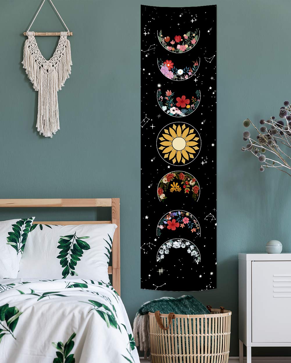 Duschvorhang Mondphasen-Design – Wasserdicht, 183x183 Cm, Mit 12 Haken, Polyester