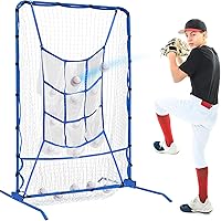 Vista 1 de 6FT Baseball Pitching net, 9-Pocket Pitcher Net with Strike Zone, Adjustable Height Target Throwing Trainer, Baseball Softball Practice Net with