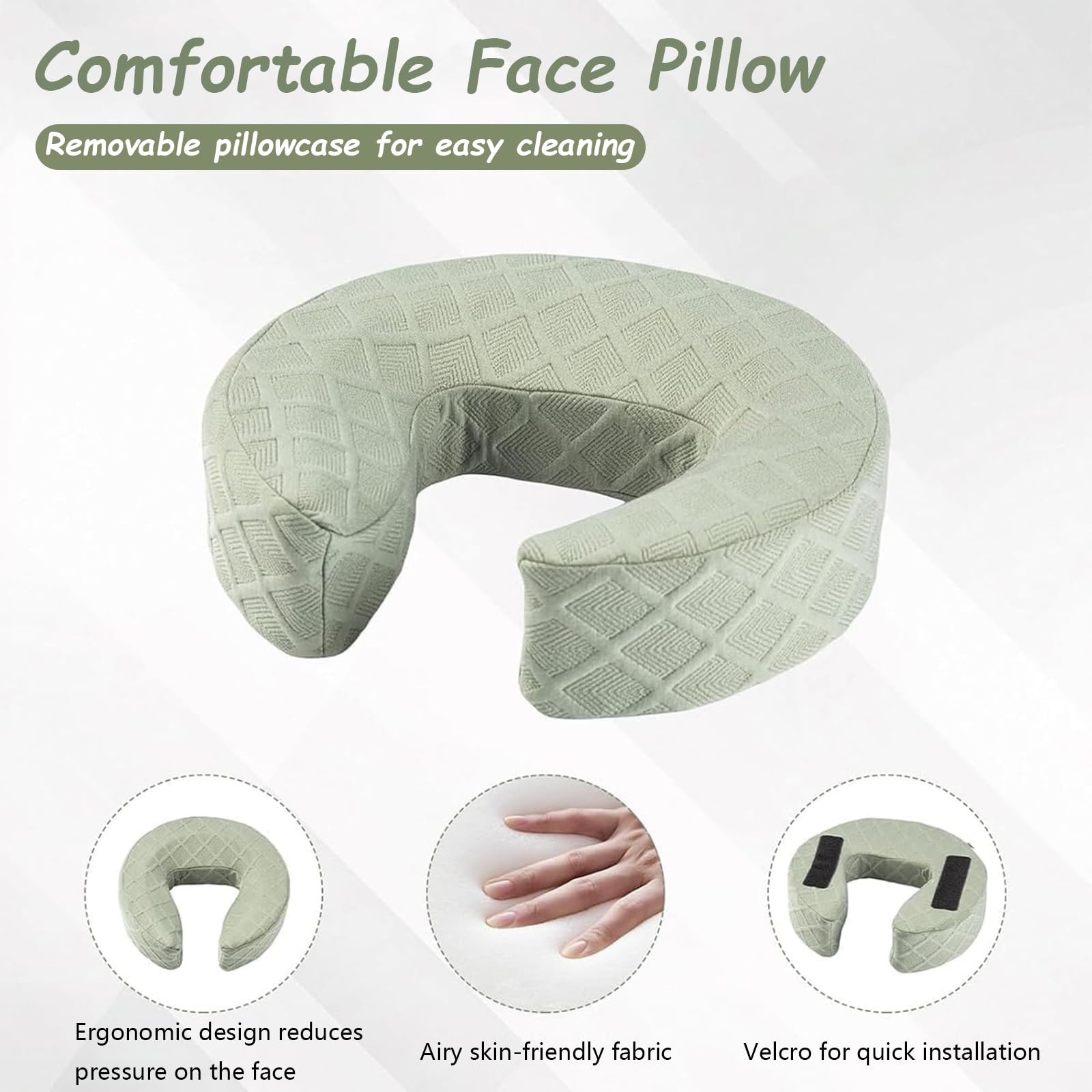 Poggiatesta Massaggiante Per Letto,Kit Materasso La Casa,Supporto Il Viso Pieghevole E Regolabile In Memory Foam,Per Spa Domestica,Trattamenti Viso,Recupero Dopo Chirurgia Oculare Rilassamento(Green)