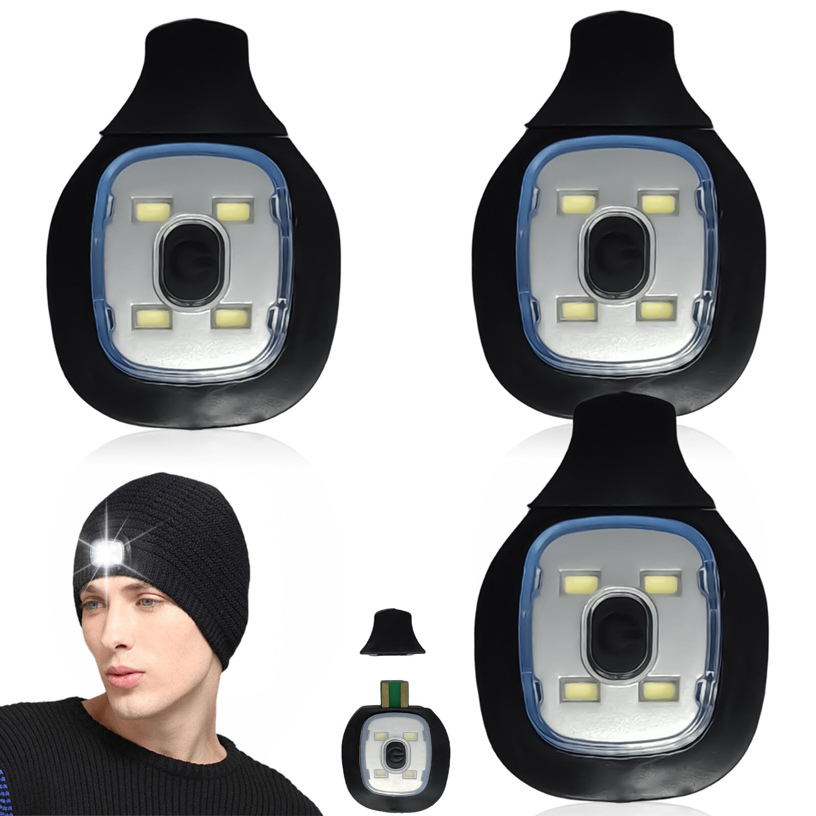 Molbory LED ricambio 3 luci ricaricabili USB sicurezza campeggio corsa
