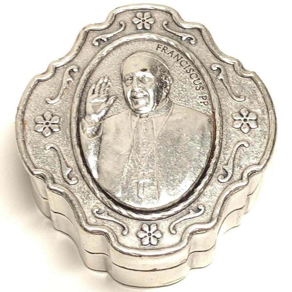 Catholically Dedicated to Pope Francis - Tiny Silver-Tone Rosary w/Case - Blessed by Pope