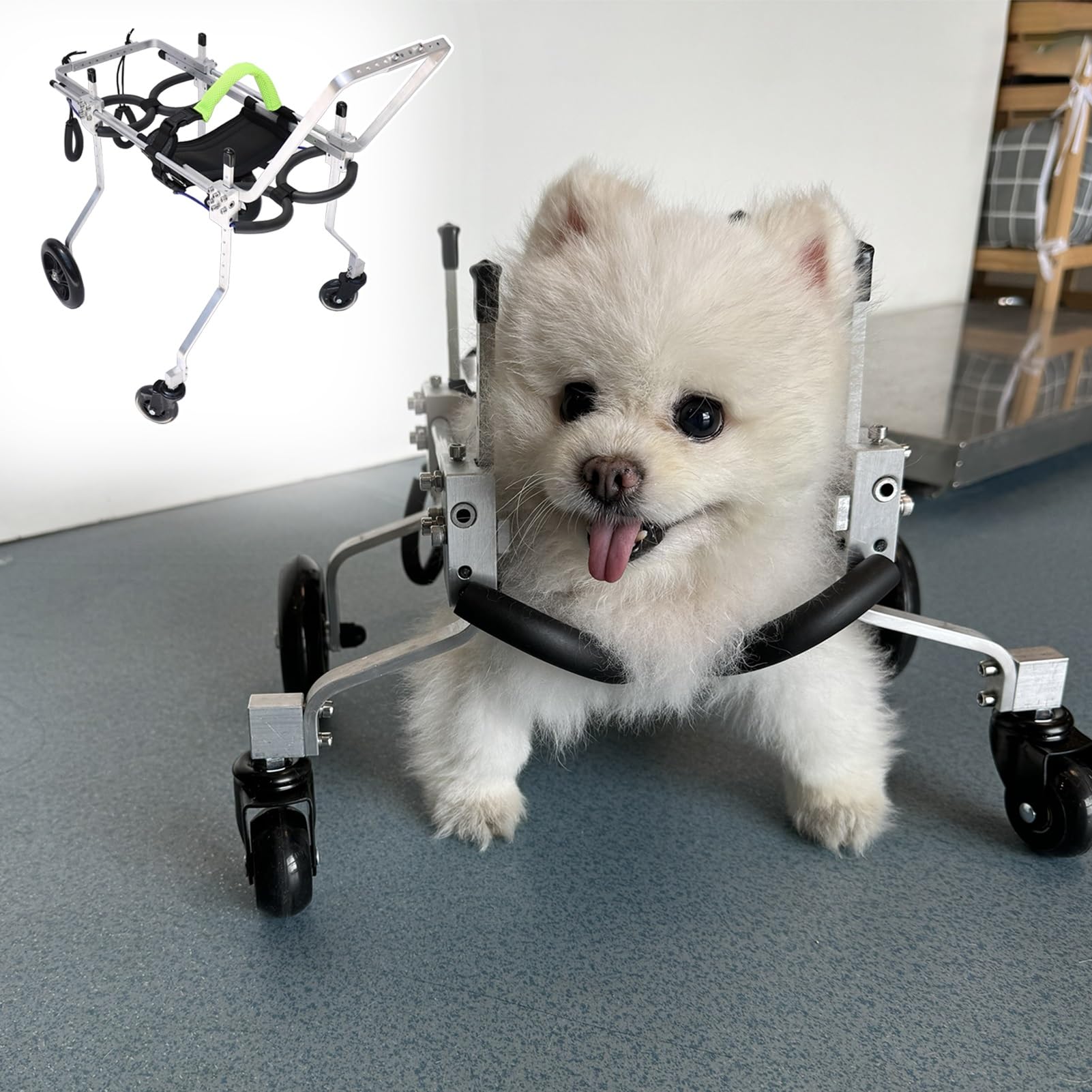 Aide à la mobilité pour chiens handicapés et fauteuil de soutien intégral à 4 roues réglables