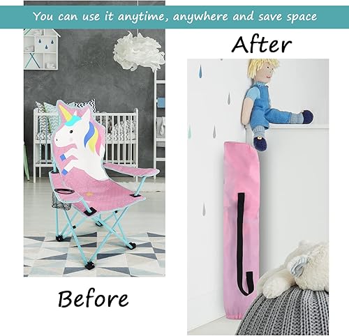 Miniatura 5 de KABOER Silla plegable de césped y camping para niños al aire libre con portavasos y bolsa de transporte, sillas de camping para niños para viajes al