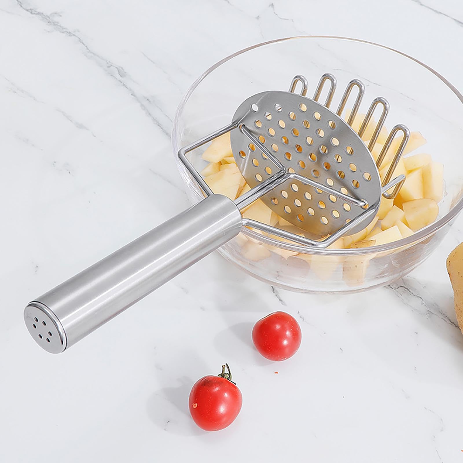 Manuelle Kartoffelpresse, Kartoffelstampfer aus Edelstahl, Kartoffelstampfer, Küchenwerkzeug, Reispresse für Kartoffelpüree, Kartoffelpüreestampfer