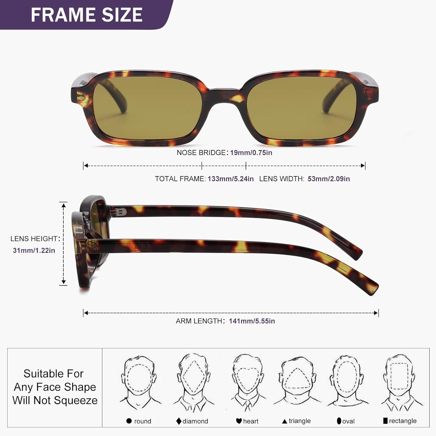 Rectangle Sunglasses for Women Men Trendy Narrow Square Frame 90’s Retro Sun Glasses UV400 Protection Shades - Image 3