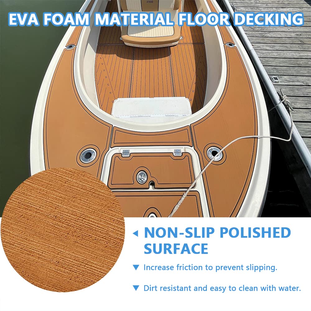 EVA Hoja de Cubierta de Yate Estera Antideslizante, Patrón de Camuflaje Teca Sintetica Barco, Antideslizante Alfombra Autoadhesiva Tapetes para Barcos, Yates, Kayak, Marina, RV