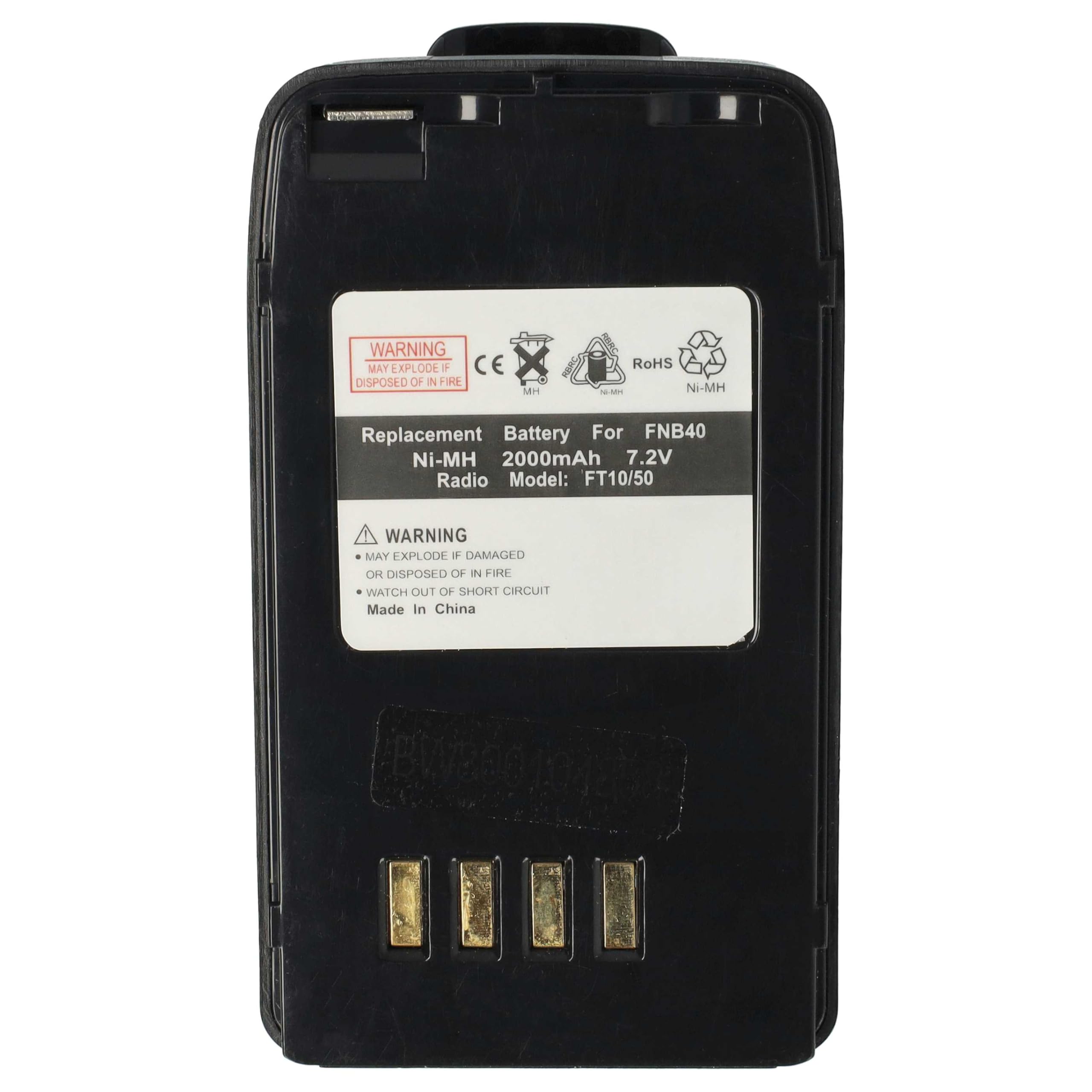 vhbw 2 x bateria kompatybilna z radiem Vertex Yaesu FT50R, FT-10R, FT40R, FT10R, FT-40R Radio (2000 mAh, 7,2 V, NiMH) + klips