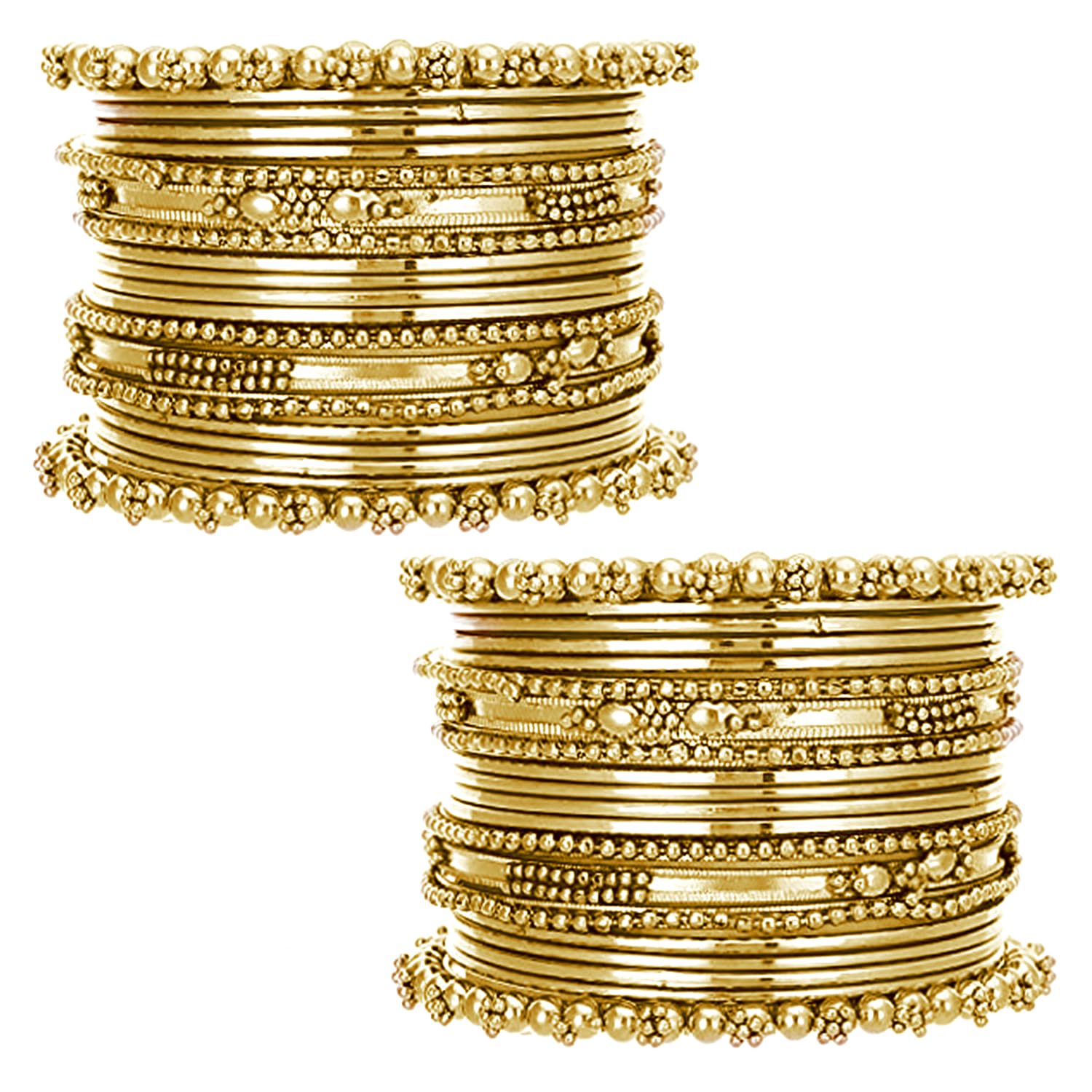 Aheli Traditional Gold Plated 2.8" Metal Bangles Ethnic Stylish Fashion Jewelry Gift for Women Set of 2