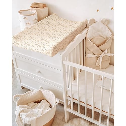 Miniatura 3 de Konssy Juego de 2 fundas de muselina para cambiador de pañales para bebés, niñas y niños, 100% algodón, ajustadas, suaves (rosa, floral)