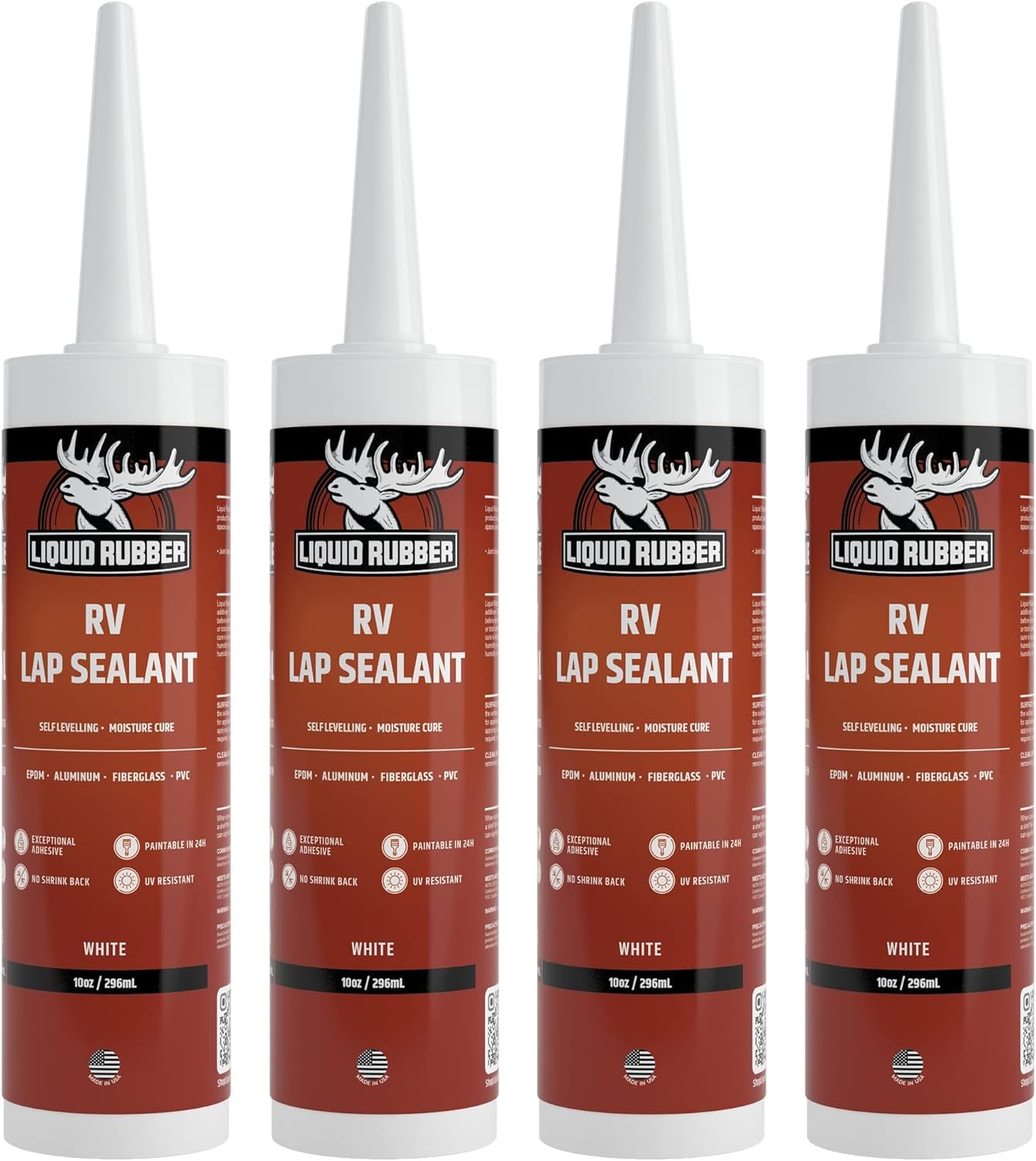 Liquid Rubber RV Roof Coating - Solar Reflective Sealant Bundle - 1G Sealer, 1qt EPDM Primer, 4inx50ft Seam Tape, 4 Tube of Caulk