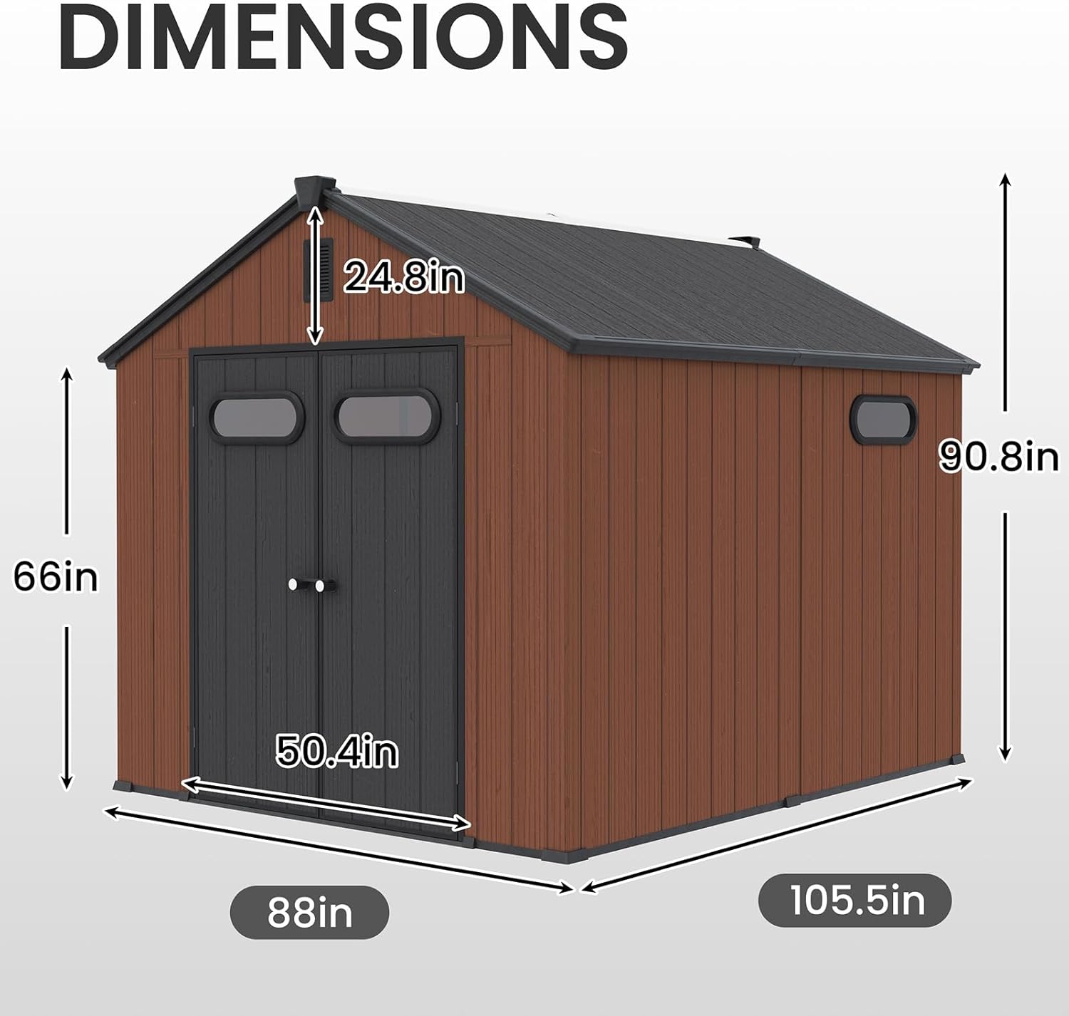 CRESTLIVE 8x10 FT Rust-Resistant Plastic Outdoor Storage Shed, Waterproof Resin Garden Shed with Floor, Doors, Skylight & Vent for Lawn Tools & Bikes