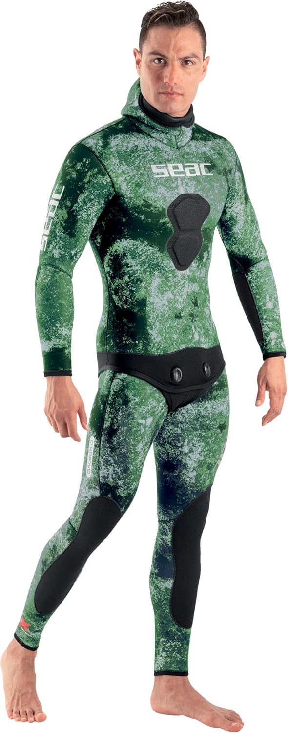 Seac Ghost, Jacket in 5 mm Ultrastretch Neoprene with Incorporated Hood for Freediving and Spearfishing