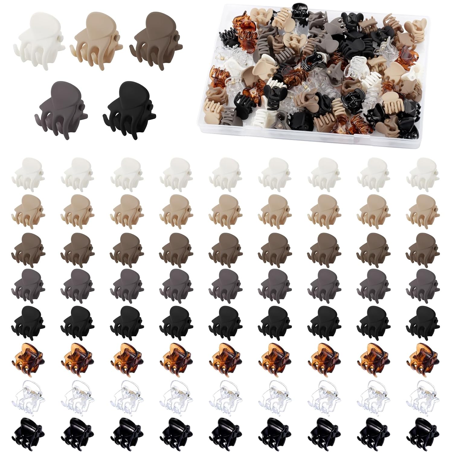 Small Hair Clips, Funtopia 72 Pcs Mini Matte Hair Claw Clips for Women Girls, Cute Small Claw Clips for Thin Hair, 8 Colors Tiny Hair Clips for Short Hair 2.Matte