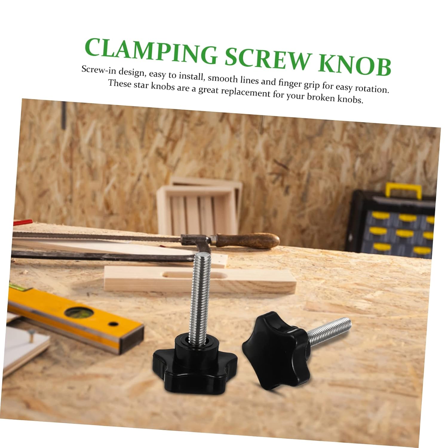 Luxshiny 2pcs Manual Knob Screw Clamping Screw Knobs Star Thread Nuts for Woodworking