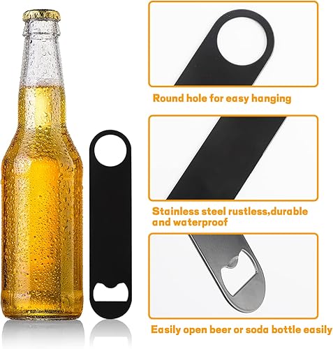 Miniatura 3 de 30 abridores de botellas planos de 7 pulgadas, de acero inoxidable, negro, abridor de botellas de cerveza, hoja de barra resistente, abrebotellas