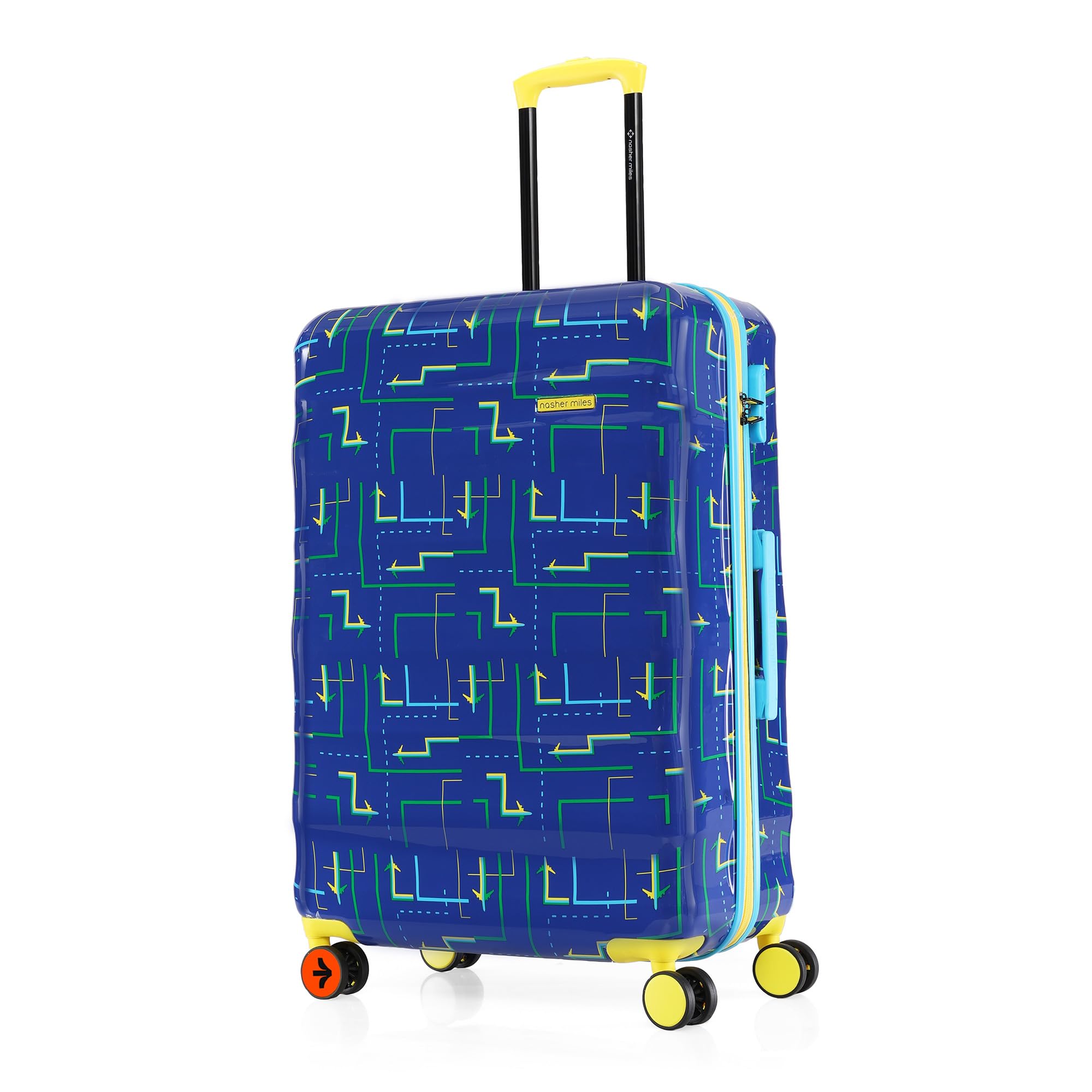 nasher miles Denver Hardshell-Sided Polycarbonate Printed Check-In Luggage Navy Blue 28 Inch |75Cm Inline Trolley Bag, Large-picture-43