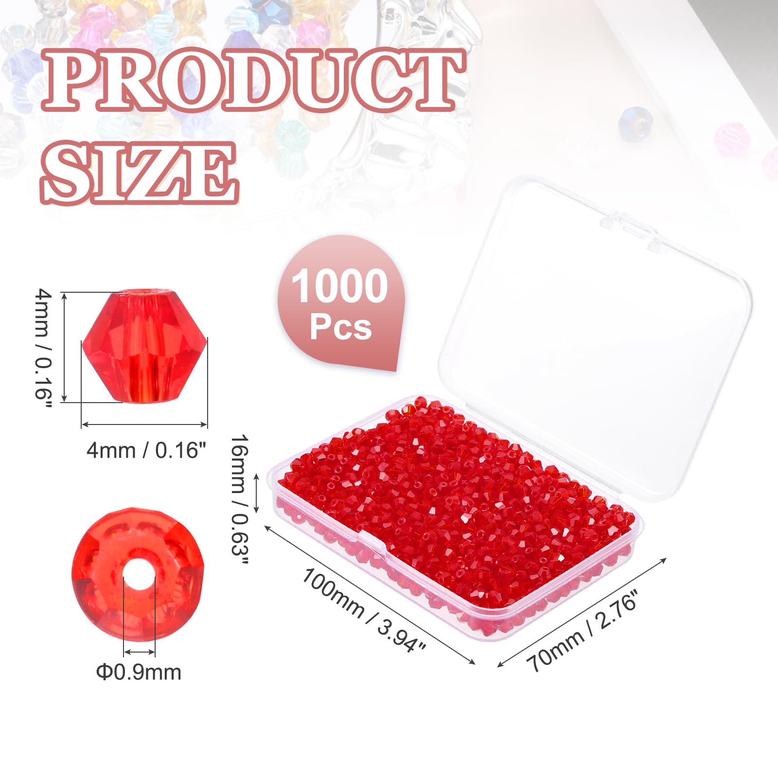 PATIKIL 1000pcs 4mm Bicone Glass Crystal Beads - Image 2