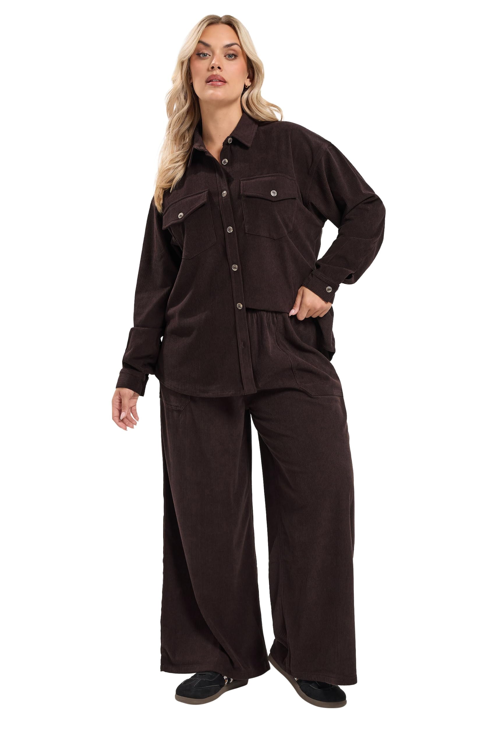 Yours Curve Corduroy Drop Shoulder Shirt - Women's - Plus Size Curve