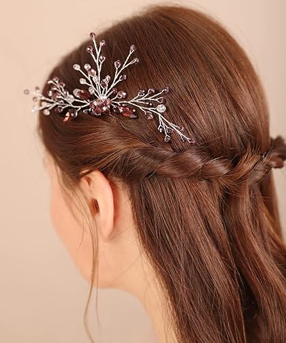 Miniatura 2 de Xerling Brides - Broche para el pelo con diamantes de imitación de boda, con cristales negros, para niñas y flores, accesorios para el cabello