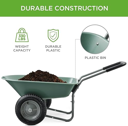 Vista 23 de Best Choice Products carretilla de jardín para hogar con doble rueda