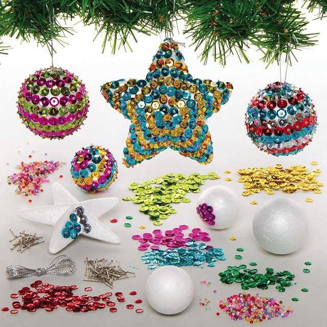 Baker Ross AX383 Kits Adornos Navideños Con Lentejuelas