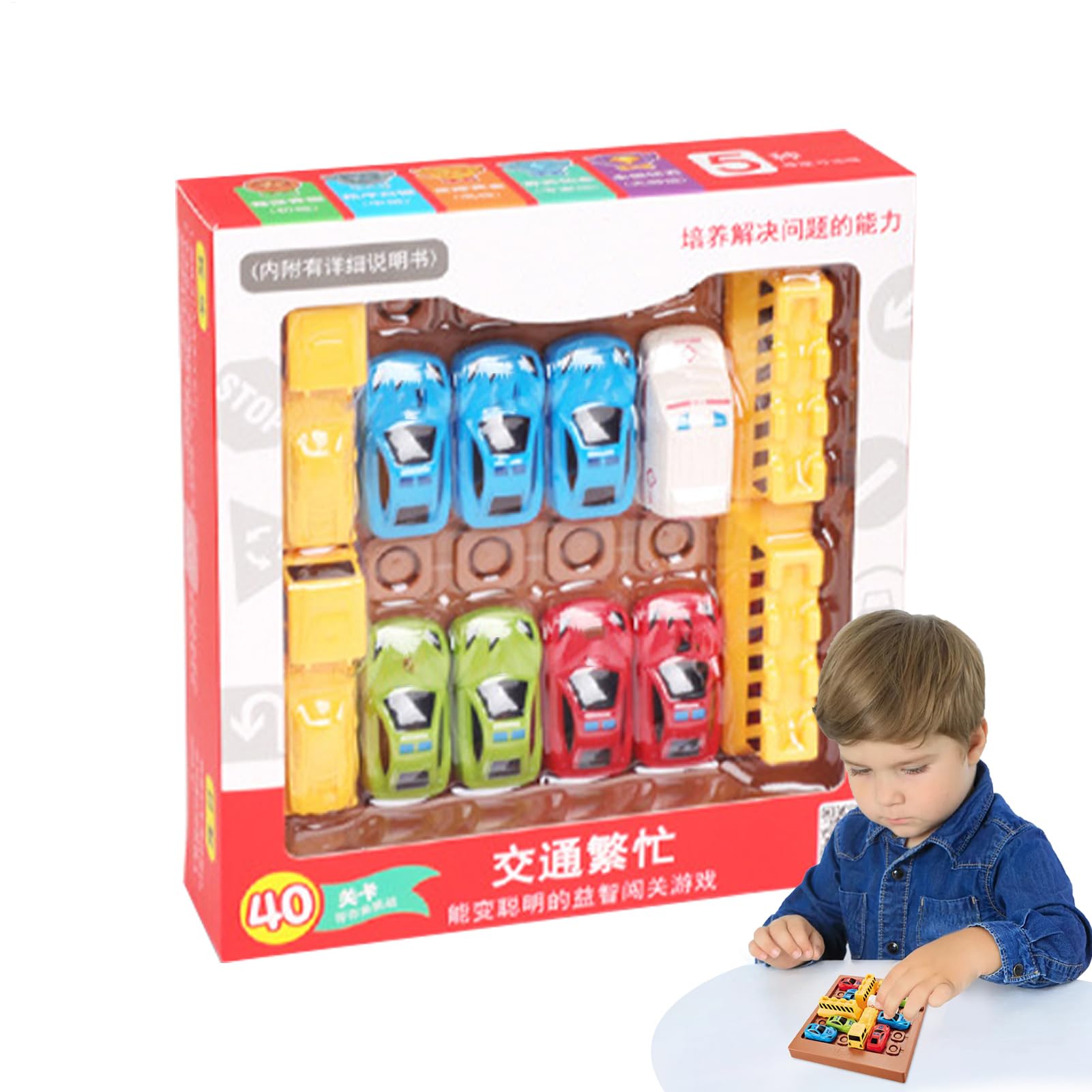 Sliding Car Puzzle Game, Logic Brain Toy for Kids, 6x6 Inch Car Sliding Board with Challenge Cards, Educational Travel Game, Brain Teaser Puzzle for Boys Girls Teens, Fun Portable Activity for Cars โ image 1