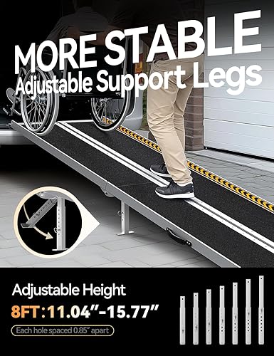 Vista 74 de FACHNUO Rampa portátil para silla de ruedas de 2 pies, rampas de aluminio antideslizantes con asa, rampa plegable para sillas de ruedas