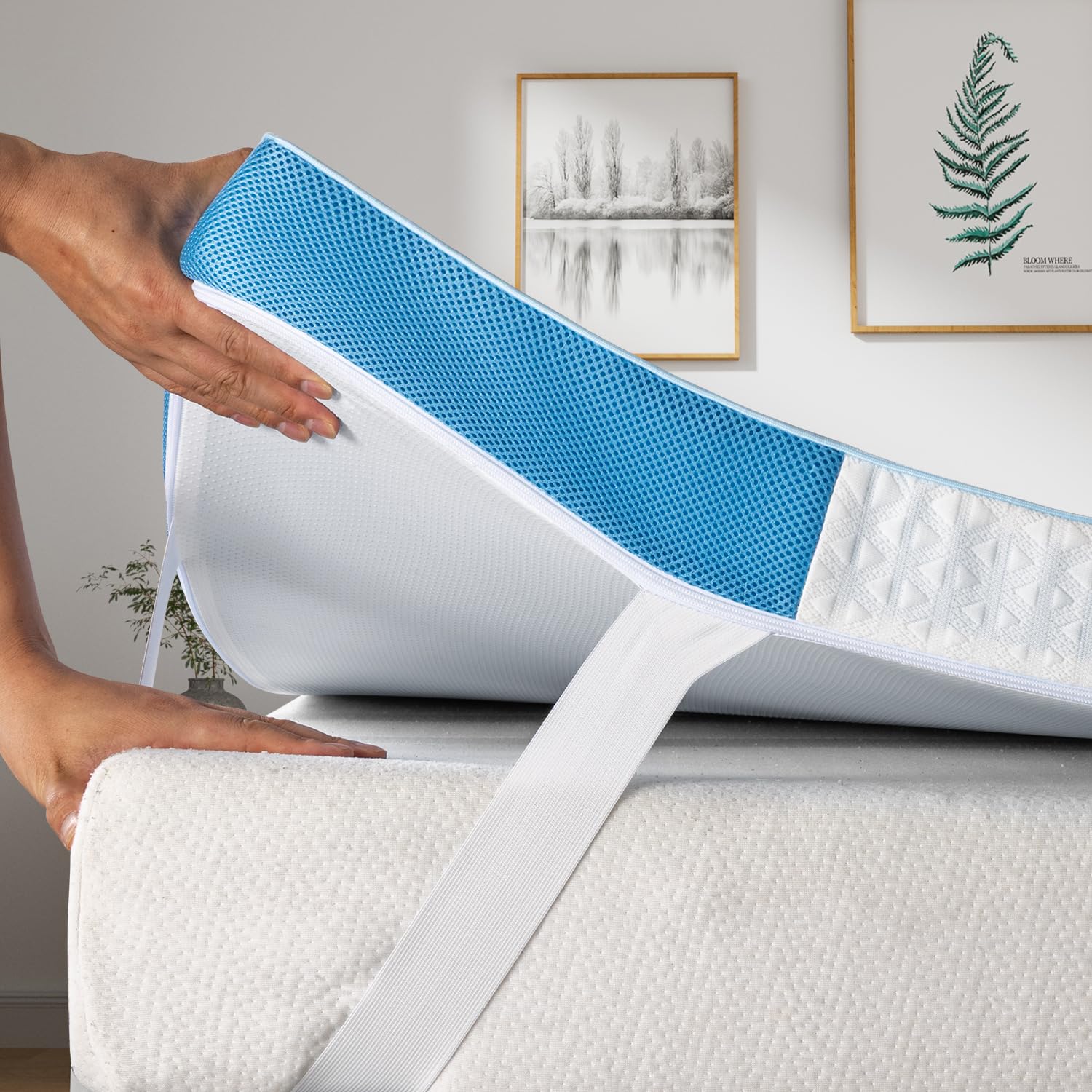 BedStory Surmatelas en gel 200 x 200 cm - Hauteur 10 cm - Surmatelas en mousse gel - H3 et H4 - En noyau de mousse froide - Pour lit, lit à sommier tapissier, canapé-lit, caravane - Certifié Öko-TEX®