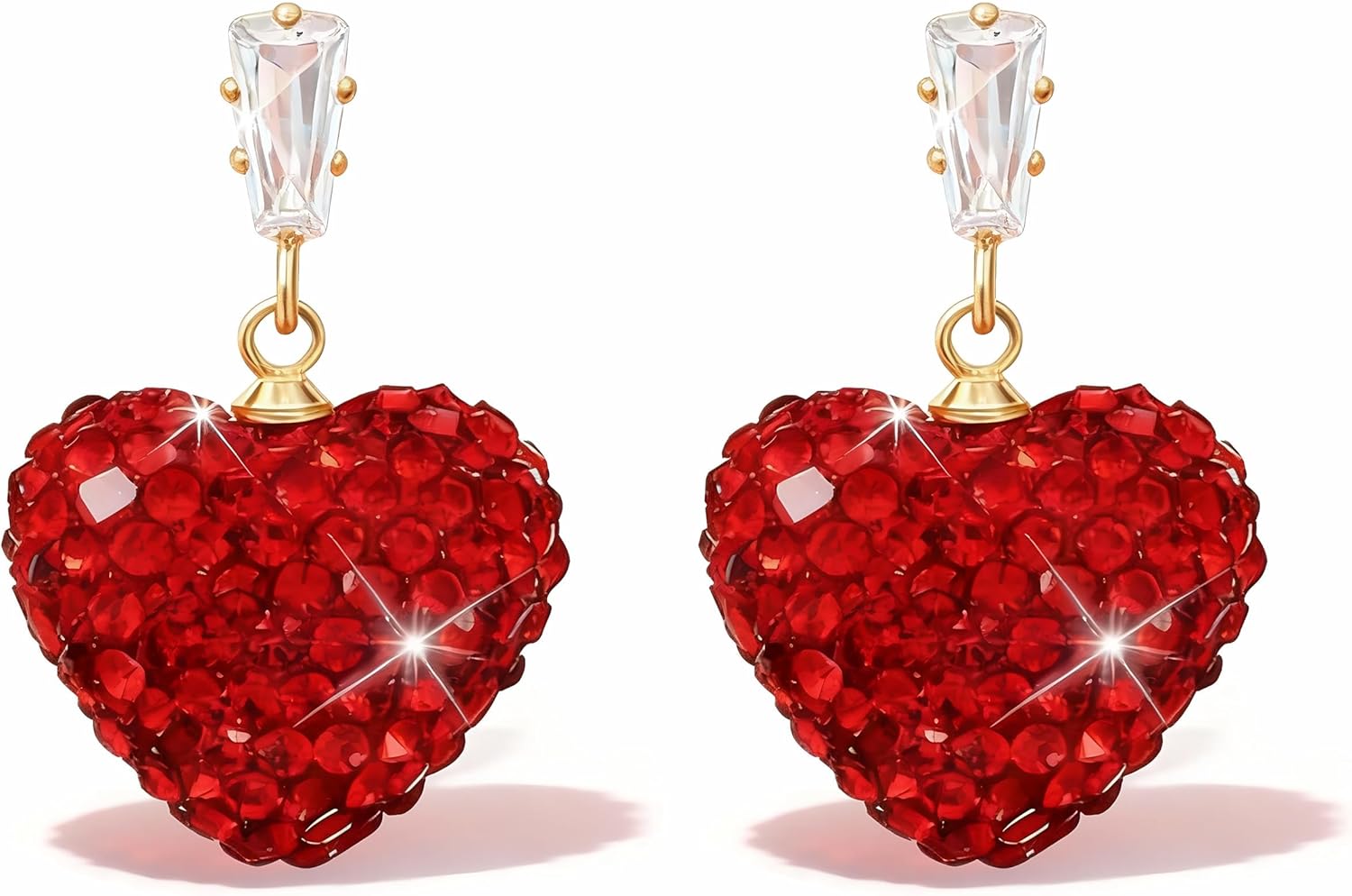 SIXDUTON Rode hartvormige oorbellen voor dames, kristallen hart, druppeloorbellen, hangend, romantisch sieraad, geschenken voor bruiloft, verjaardag, Valentijnsdag, jubileum, Eén maat, Geen edelsteen
