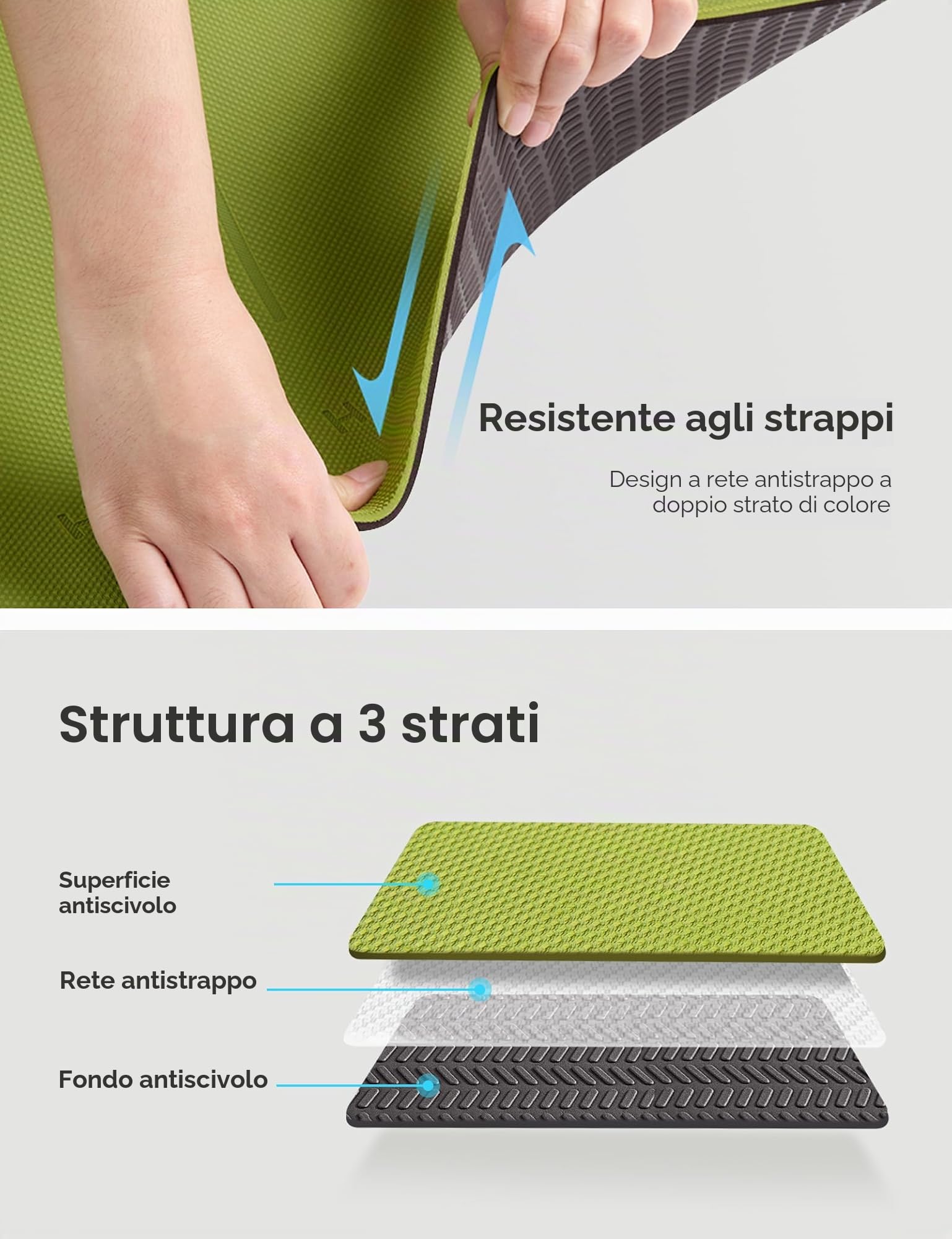 Heathyoga Tappetino da Yoga, la Linea Sistema di allineamento, Antiscivolo e Resistente, ottimale ammortizzamento, Splendido Design a Doppio Strato! Dimensioni: 183 x 66 cm, Altezza: 0,6 cm.