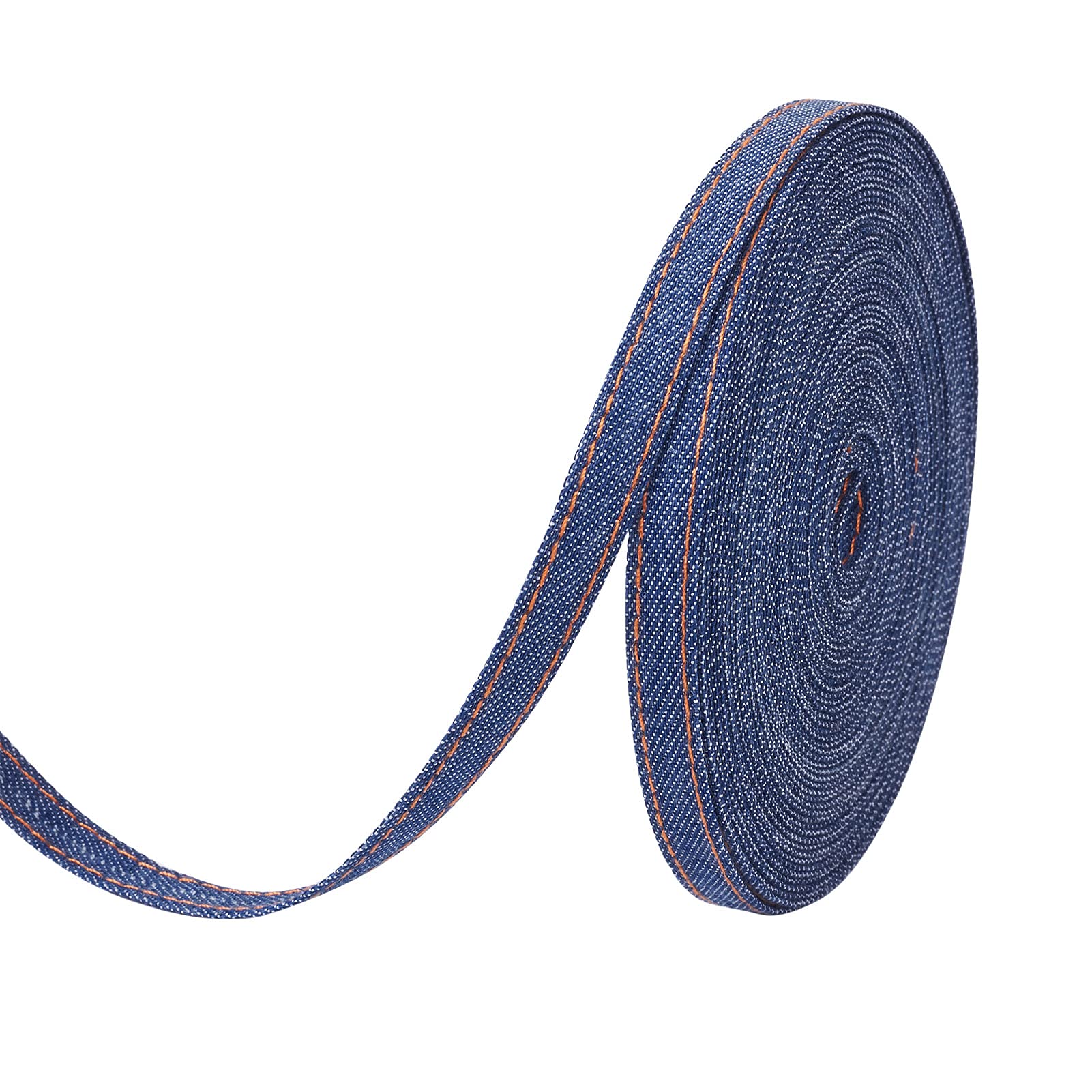 10.9 Yards Stitch Denim Ribbon 10mm Jeans Cloth Trim Ribbon Marine Blue Cloth Ribbon Trim Garment Accessories for DIY Crafts Hairclip Accessories and Sewing Decoration (Marine Blue)
