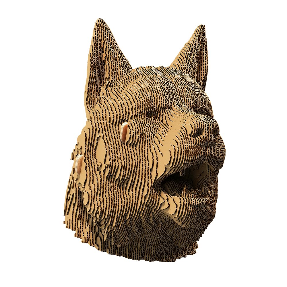 Loup Puzzle 3D en Carton – Maquette à Monter | 79 Pièces, 18 × 18 × 12 cm – Kit Sculpture DIY à Peindre, Matériaux Recyclés, Ados & Adultes, Idée Cadeau Déco