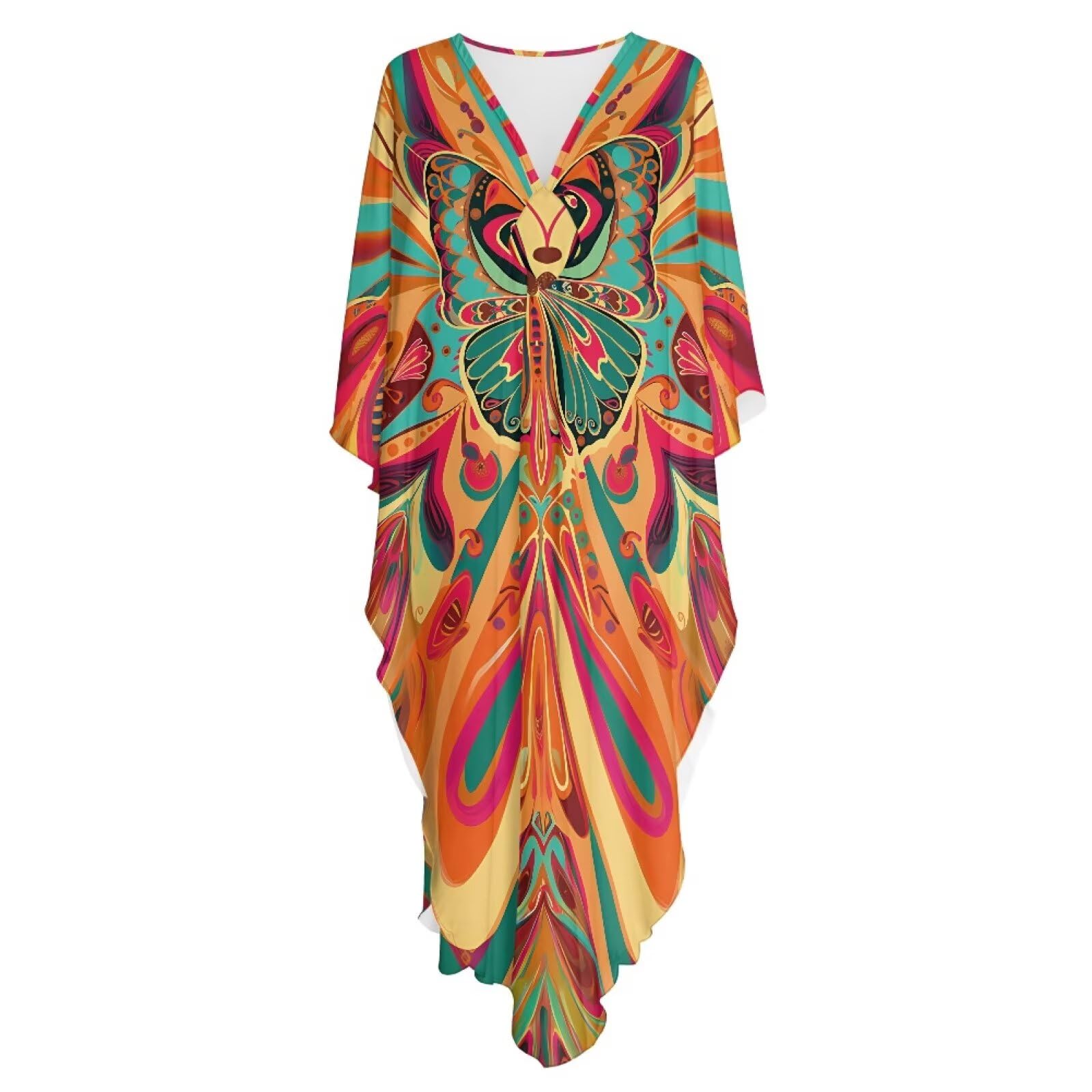 Poceacles Maxi abito estivo da donna, caftano taglie forti, da spiaggia, copricostume da bagno da viaggio