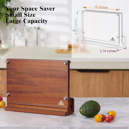 Miniatura 5 de ENOKING Bloque magnético para cuchillos con escudo acrílico de 12 x 9 pulgadas, soporte para cuchillos de cocina de doble cara sin cuchillos,