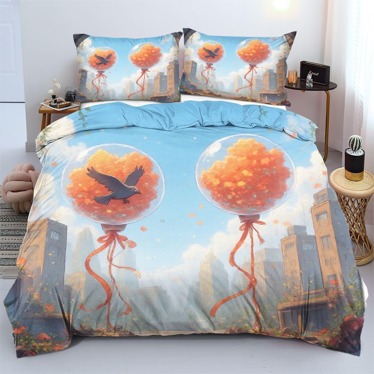 Set di Copripiumino 240x260 cm Palloncino 3D Arancione A5820