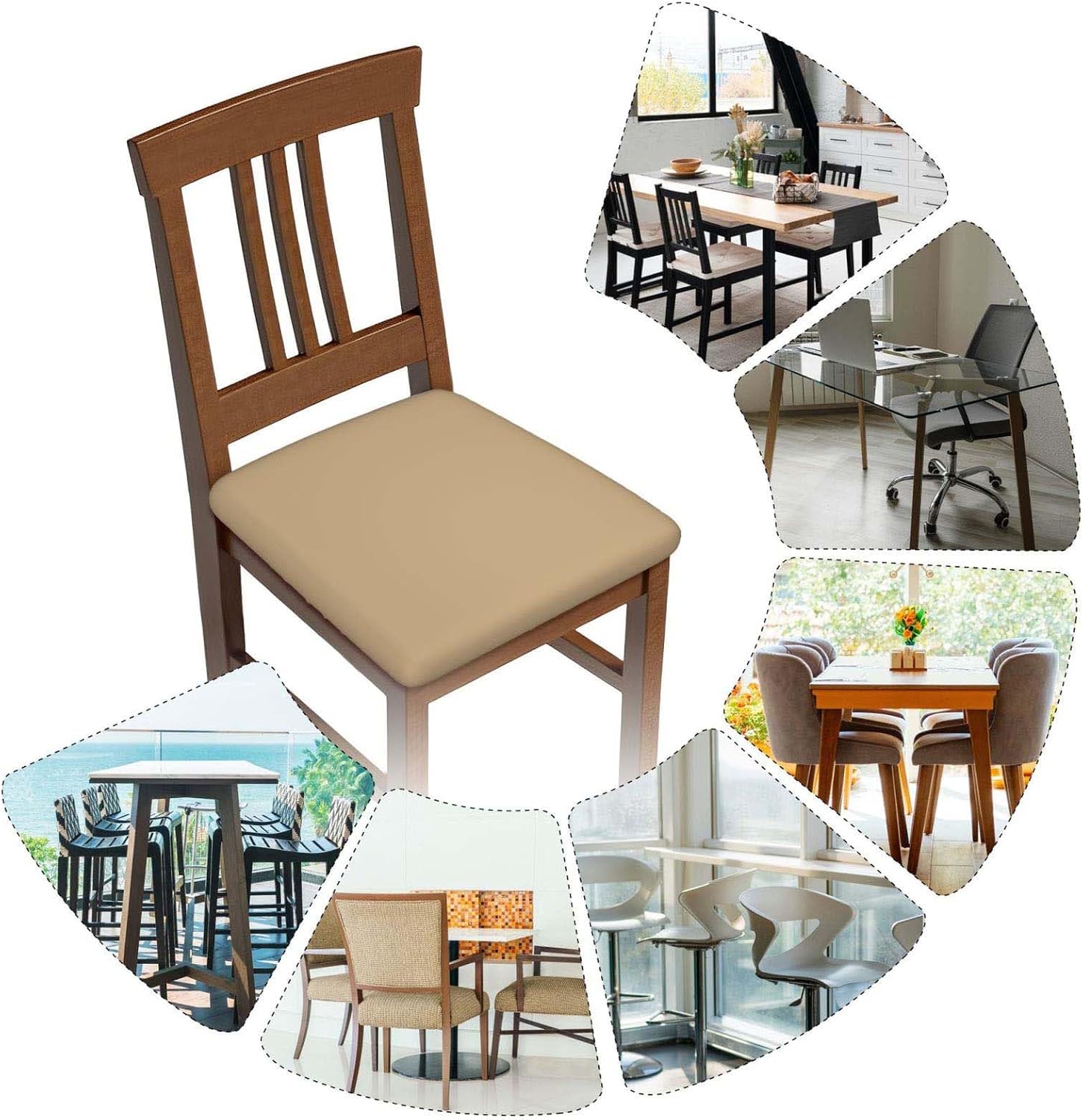 Personalized Stool Covers Square Bar Chair Case Custom Picture Text Seat Cushion Cover Home Dining Room Patio Outdoor Indoor Seats Decor Fit for 14-19 Inch Stools, 6 PCS, Tan