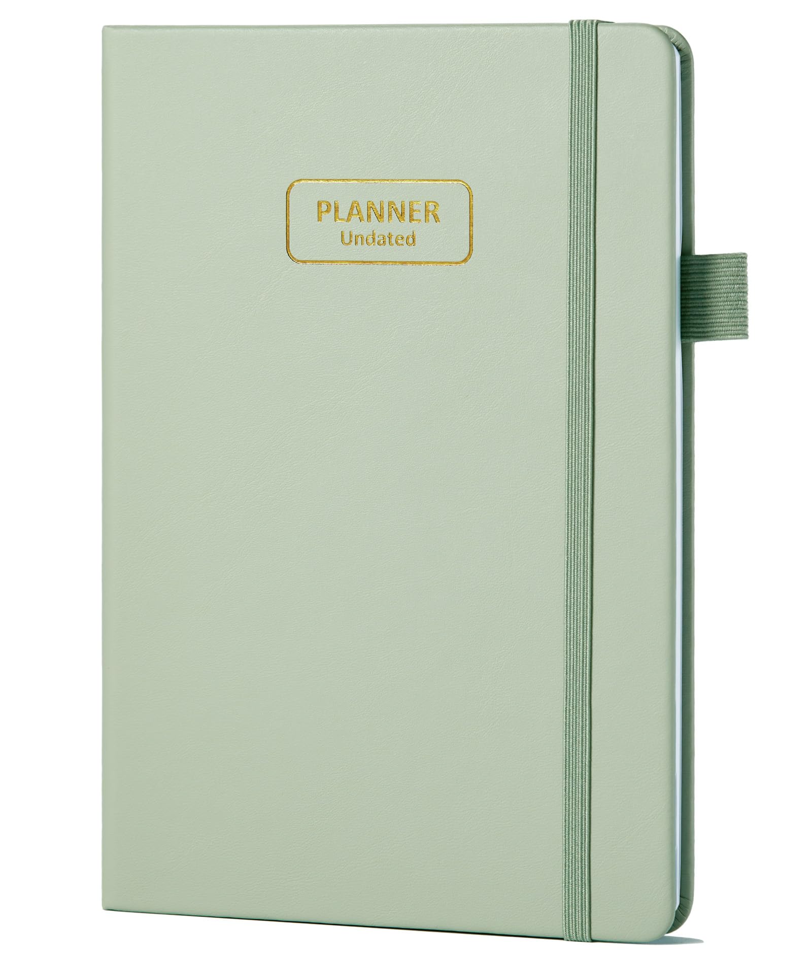 Comkiso Undatierter Wochen- und Monatsplaner mit Klebestreifen, A5, datenloser akademischer Planer für Damen und Herren, Tagesplanung, Hardcover, Leder, All-in-One-Planer für Zuhause, Schule, Arbeit
