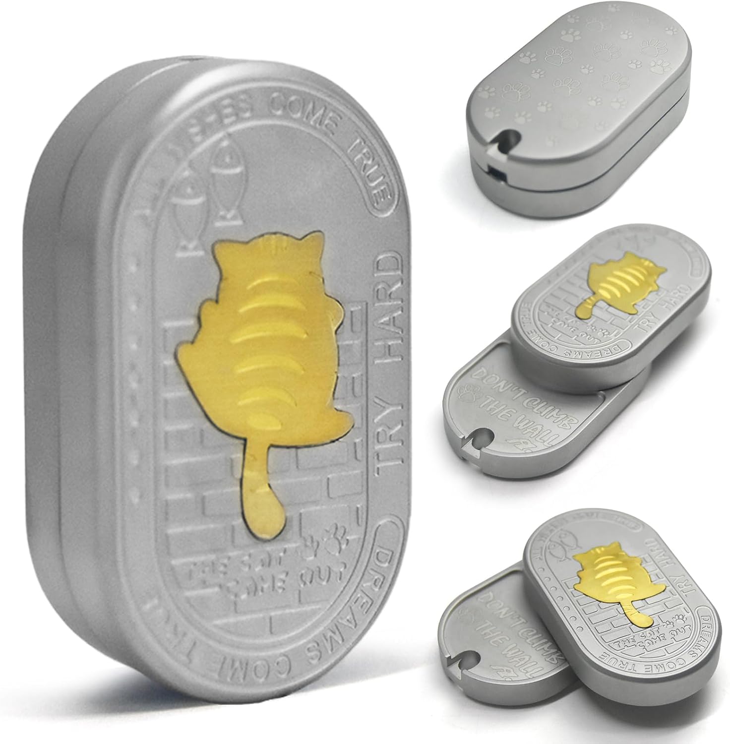 SKEDC Cat Fidget Slider, Stainless Steel EDC Fidget Toy for Adults,Sensory Executive Desk Toy to Keep Focus, Stress & Anxiety Relief Gadget for Men