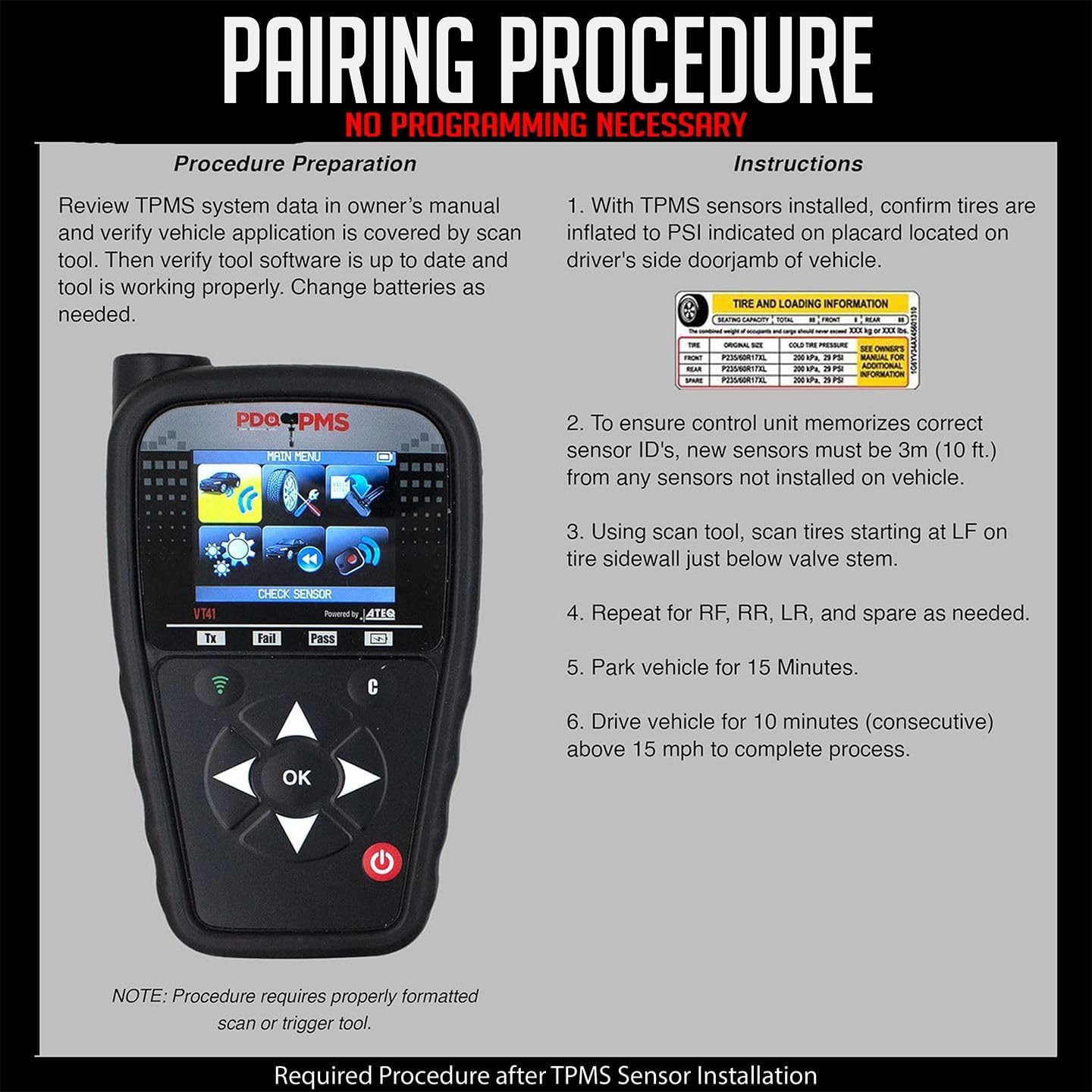 PDQ TPMS 433 MHZ Tire Pressure Sensor 4 Pack Rubber Stem for Jeep RAM Direct Replacement for OE Part # 68157568AB ｜ 68239720AC ｜ 68249197AA ｜ 68378369AC