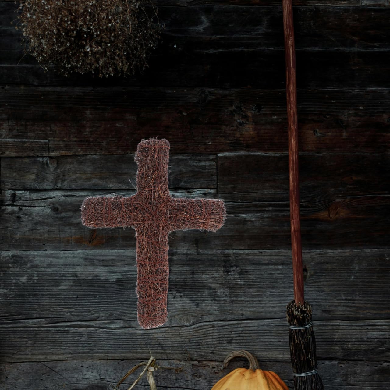 Cabilock Couronne en rotin rustique tissée à la main pour projets de bricolage, design léger pour suspension facile pour Halloween, Pâques, mariages et décoration de la maison
