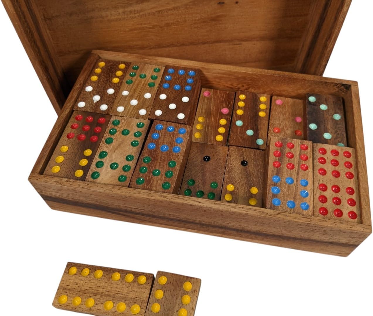 Wooden Double 9 Dominoes - 56 Piece Set, Handmade in Thailand