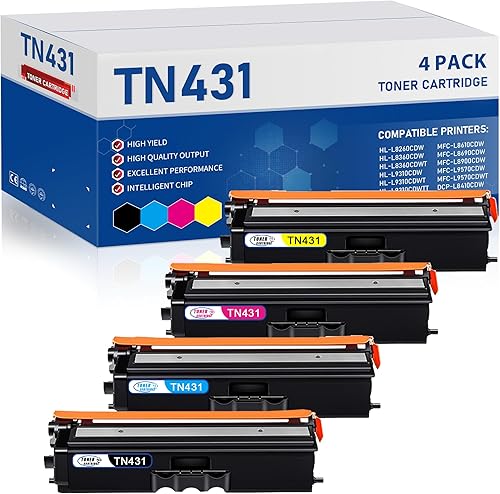 TN431 TN-431 Cartuchos de tóner paquete de 4 (negrocianmagentaamarillo) Utye TN431BK TN431C TN431M TN431Y Reemplazo para impresora MFC-L8900CDW